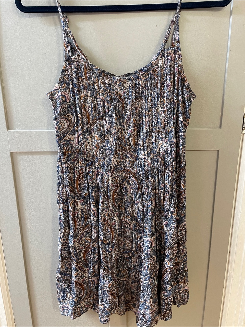 American Eagle Outfitters Paisley Print Mini Dress in Blue and Brown